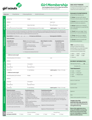 Girl Scout Membership Application