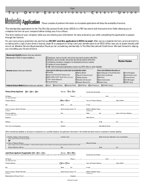 Ohio Educational Credit Union Membership Application