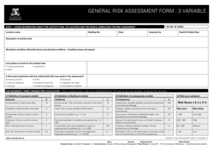 Deliberate risk assessment worksheet - General risk assessment form: 3 variable - Safety - University of ...