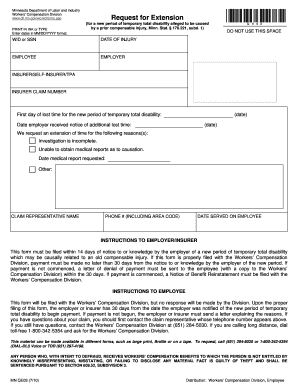 Minnesota Workers’ Compensation Request for Extension