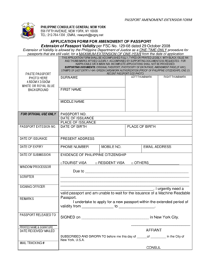Philippine Passport Amendment-Extension Form