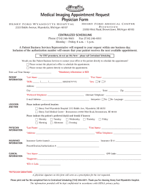 Medical Imaging Appointment Request Form