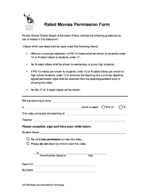 Rated Movies Permission Form