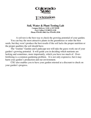 Colorado State University Soil Test Form