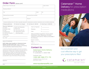Catamaran Home Prescription Order Form