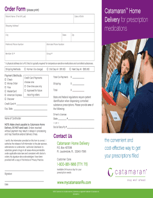 Catamaran Home Prescription Order Form