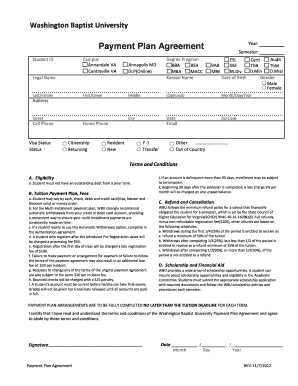 Washington Baptist University Payment Plan Agreement