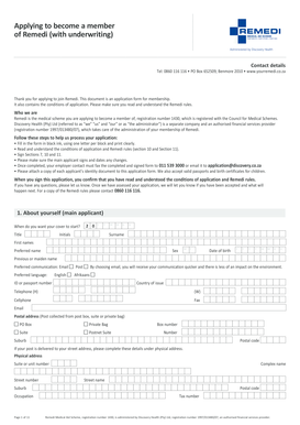 Remedi Medical Aid Scheme Application Form