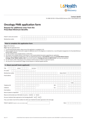 Oncology PMB Application Form