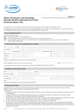 Altron Medical Aid Allied Extender Benefit Application Form 2013