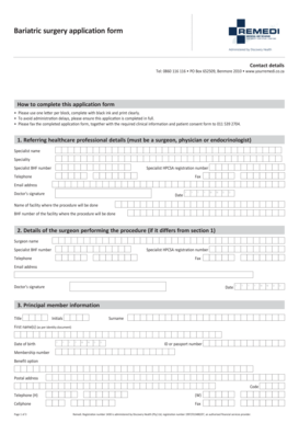 Bariatric Surgery Application Form