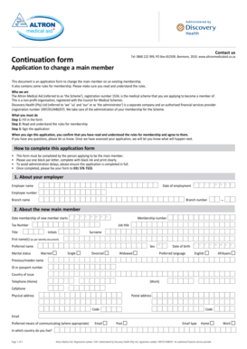 Altron Medical Aid Main Member Change Application