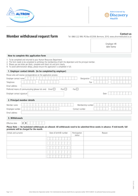 Member Withdrawal Request Form