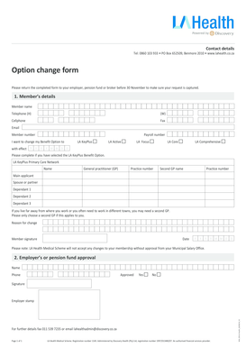 LA Health Benefit Option Change Form