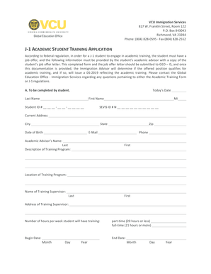 J-1 Academic Student Training Application