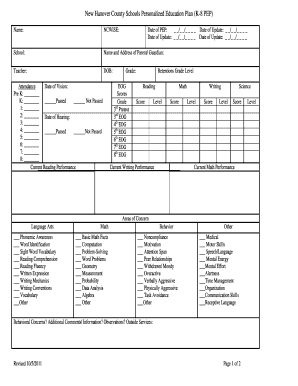 New Hanover County Schools Personalized Education Plan (K-8 PEP)