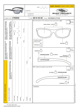 Rudy Project Spare Parts Form