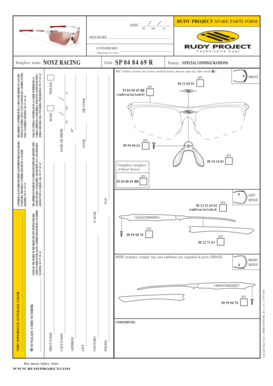 Rudy Project Spare Parts Form