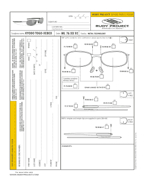 Rudy Project Spare Parts Form