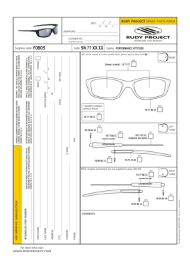 Rudy Project Spare Parts Form