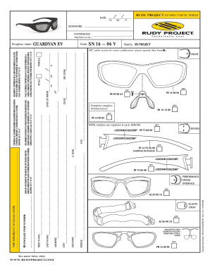 Rudy Project Spare Parts Form