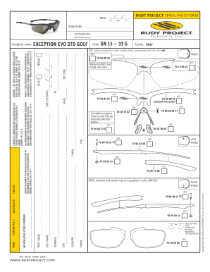 Rudy Project Spare Parts Form