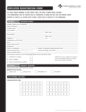 Sizwe Medical Fund Employer Registration Form