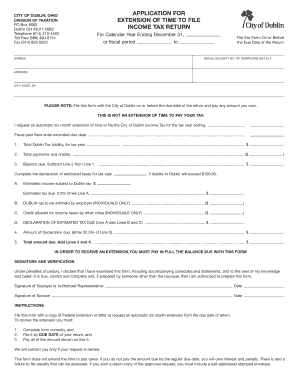 City of Dublin Tax Extension Form