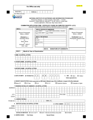 Certificate Course on Computer Concepts Application Form