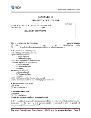 Disability Certificate