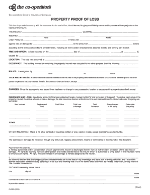 Property Proof of Loss Form