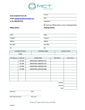 Medical Sales Order Form