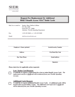 BB&T Benefit Access VISA Debit Card Replacement Request