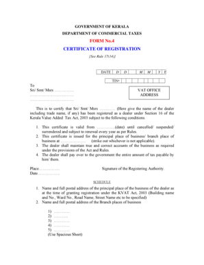 FORM No.4 CERTIFICATE OF REGISTRATION - keralataxes.gov.in