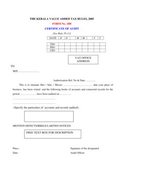 Kerala VAT Audit Certificate