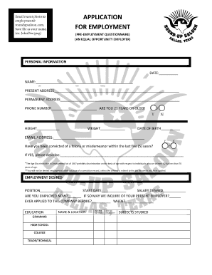 Pre-Employment Questionnaire