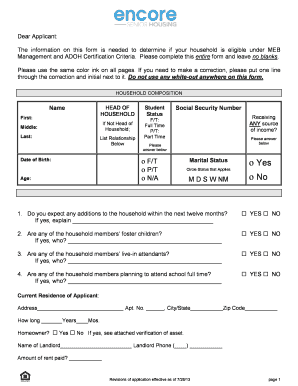 Household Eligibility Application Form