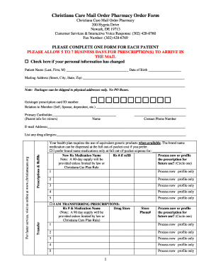 Christiana Care Mail Order Pharmacy Order Form