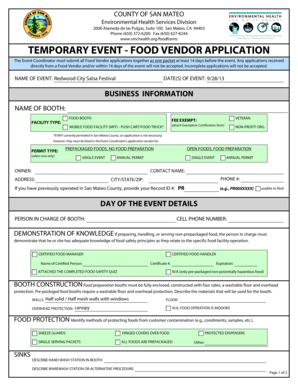 Temporary Event Food Vendor Application