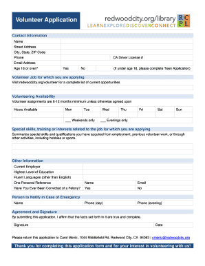 Volunteer Application Form