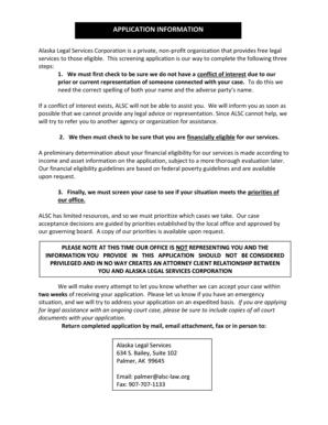 Alaska Legal Services Application Form