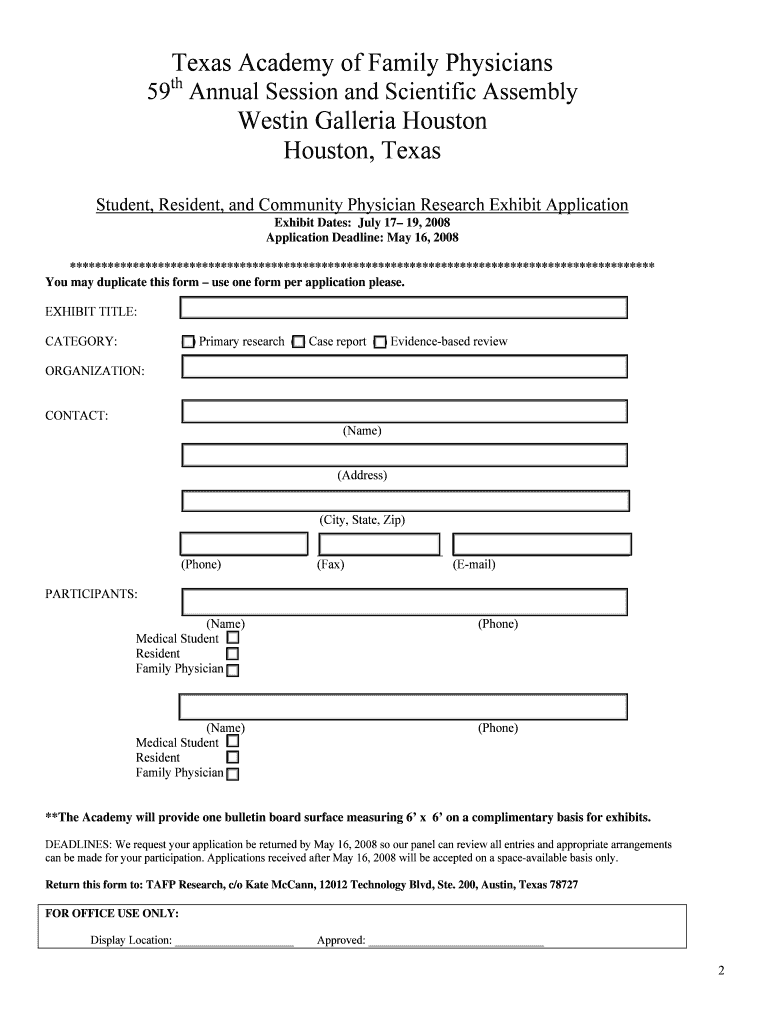 Fillable Online Access the entry form here. - TAFP.org - Texas Academy ...