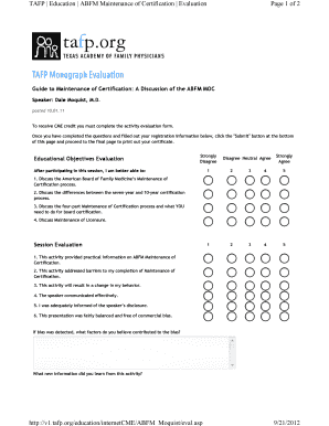 ABFM Maintenance of Certification Evaluation Form