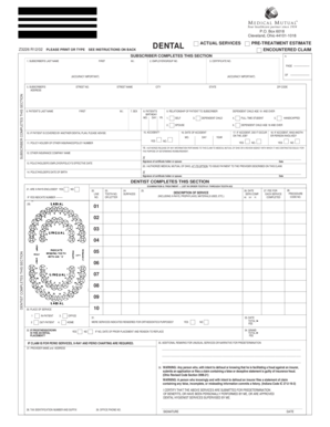 Dental Pre-Treatment Estimate Form