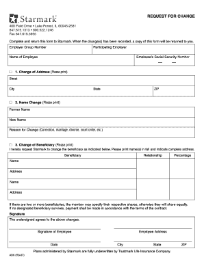 Starmark Change Request Form