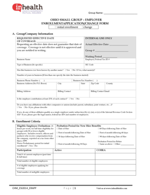 Ohio Small Group Employer Enrollment Application