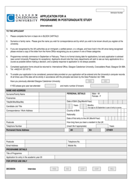 Postgraduate Study Application Form