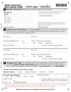 Medco Pharmacy Mail-Order Form