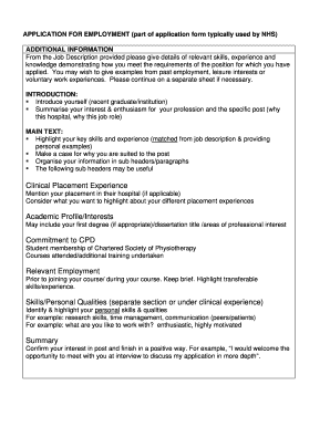 NHS Employment Application Form