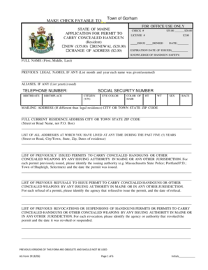 Maine Concealed Handgun Permit Application